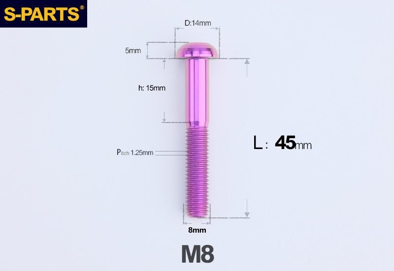 S-PARTS M8 A2 Series TC4 Titanium Bolts – Button Head Fasteners for Bicycle & E-Bike Upgrades