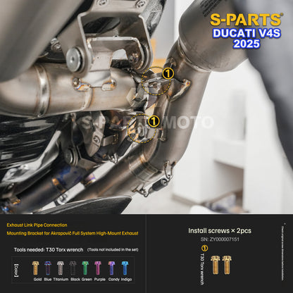 S-PARTS Titanium  Fastener Kit  Bodywork/Subframe and Exhaust for Ducati Panigale V4 S 2025