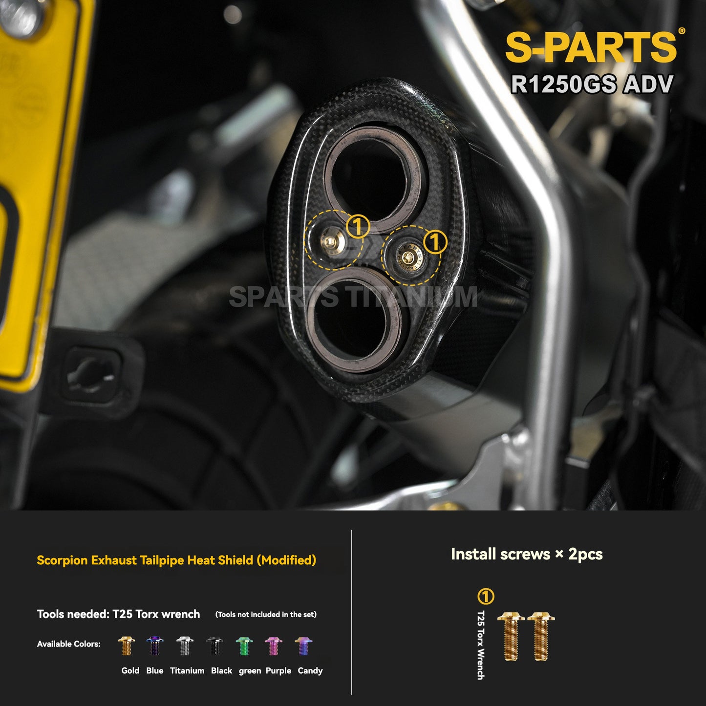 SPARTS Titanium Engine Cover, Exhaust & Crash Bar Bolt Kit for BMW R1250GS / ADV