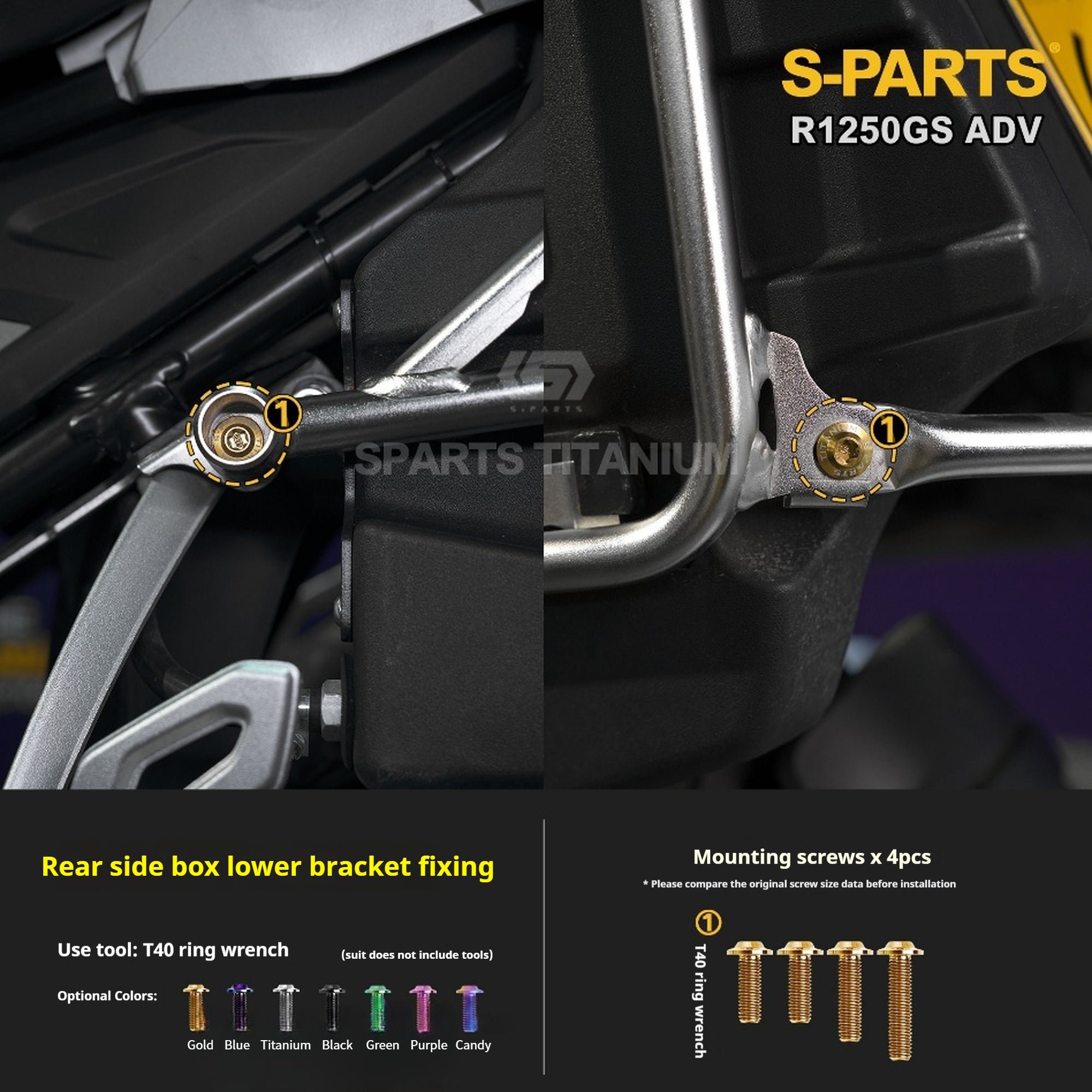 SPARTS Titanium Bolt Kit for BMW R 1250GS ADV – Custom Candy Color & CNC Titanium Upgrade Kit