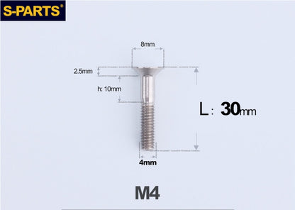 SPARTS M4x10-50mm Countersunk Titanium Alloy Bolt – Flat Head Fastening Screw for Motorcycle & Bicycle