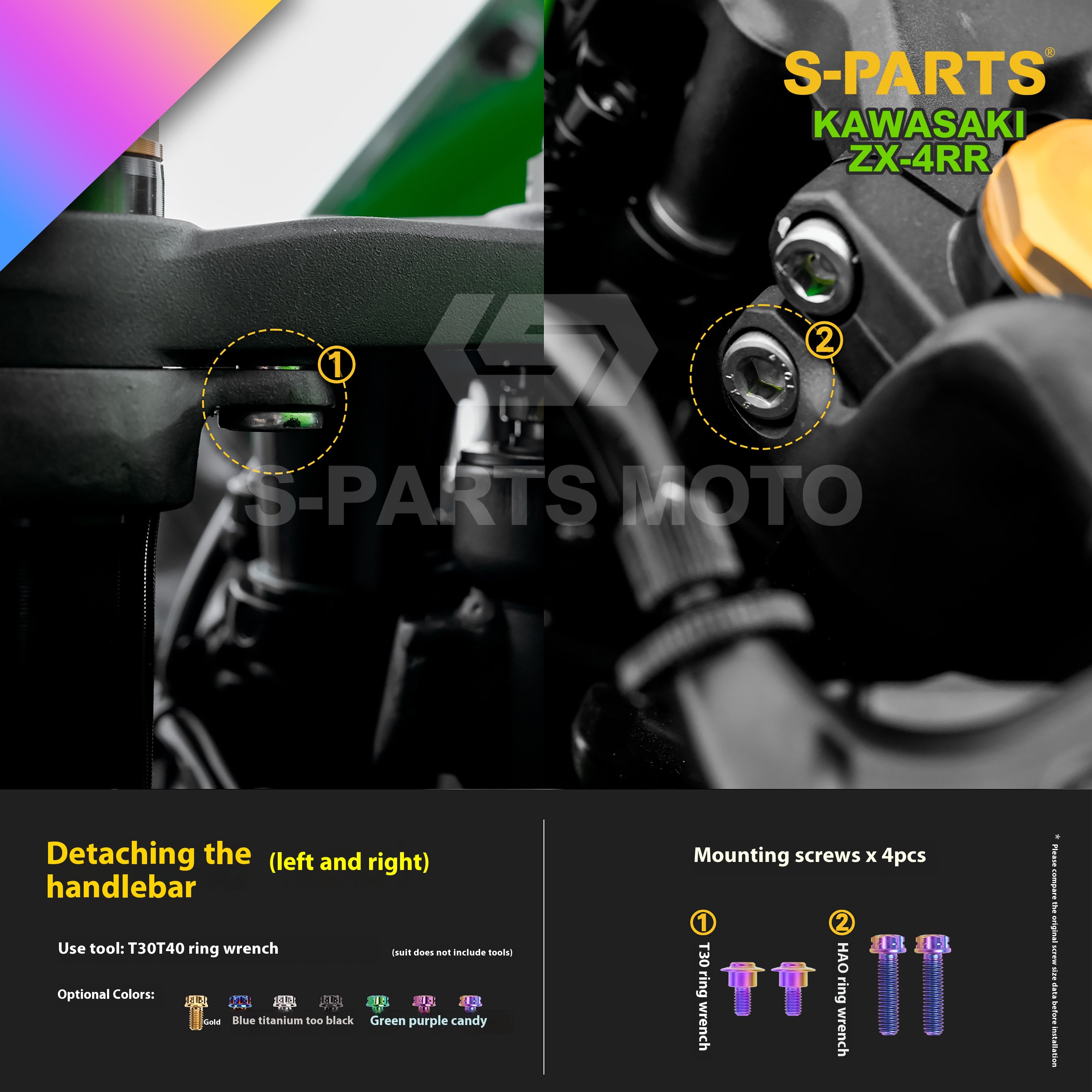 SPARTS TC4 Titanium Bolt Kit for Kawasaki ZX-4RR | Motorcycle Titanium Bolt Upgrade