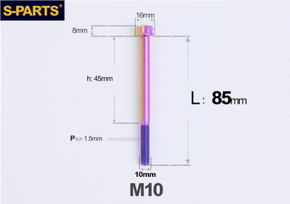 SPARTS M10 × P1.5 L15-120 Standard Head A3 Series Candy Color Titanium Bolt
