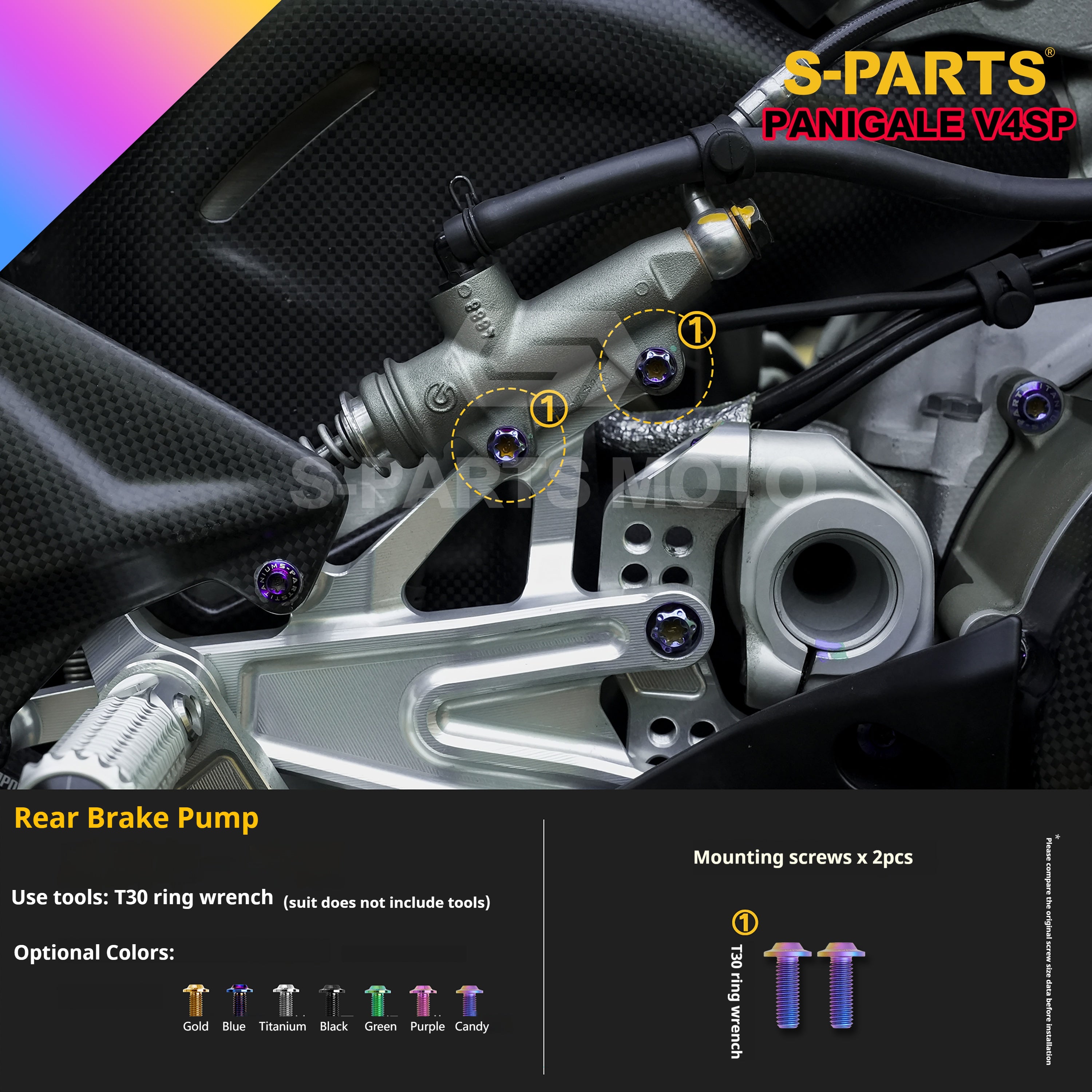 SPARTS Ducati Panigale V4SP Motorcycle TC4 Titanium Alloy Bolt Kit – Candy Color Edition