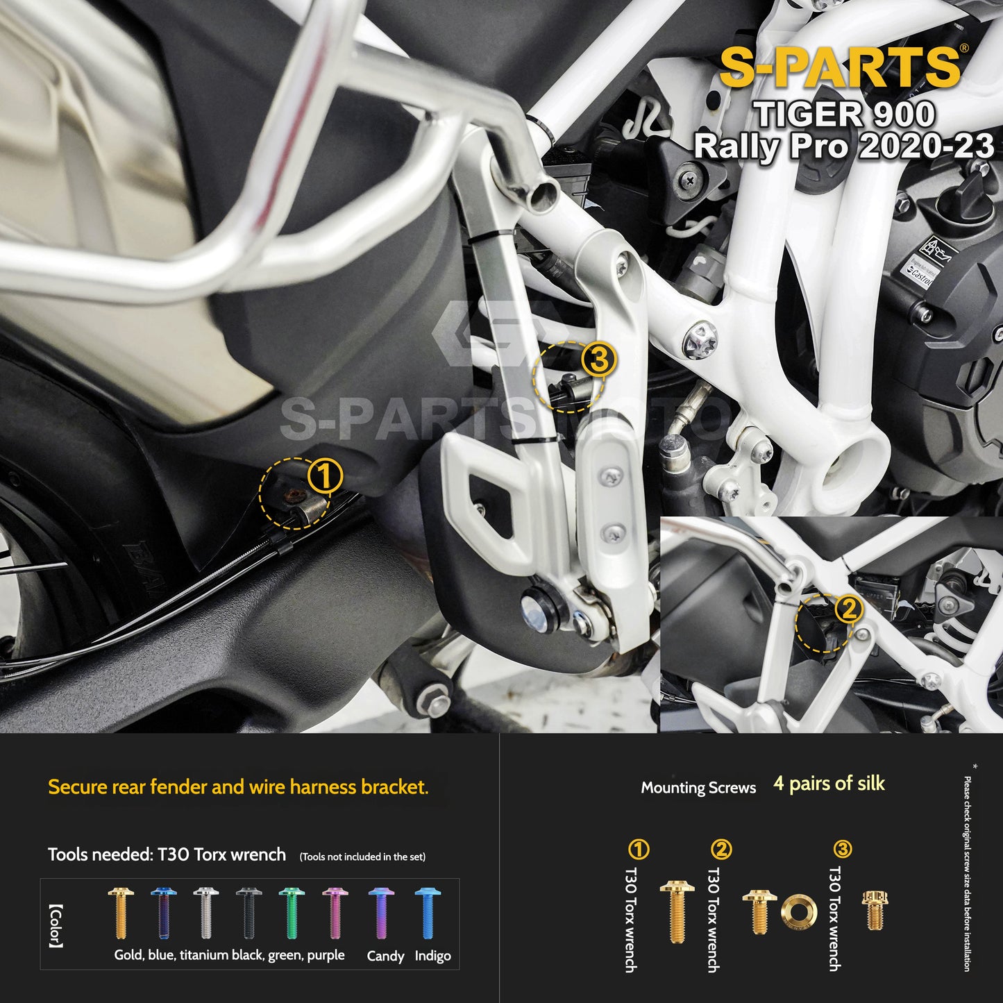 SPARTS Triumph Tiger 900 Rally Pro (2020–2023) Motorcycle Modified Titanium Alloy Bolts