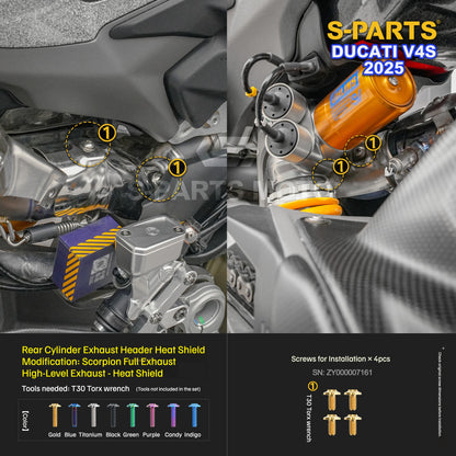 S-PARTS Titanium  Fastener Kit  Bodywork/Subframe and Exhaust for Ducati Panigale V4 S 2025