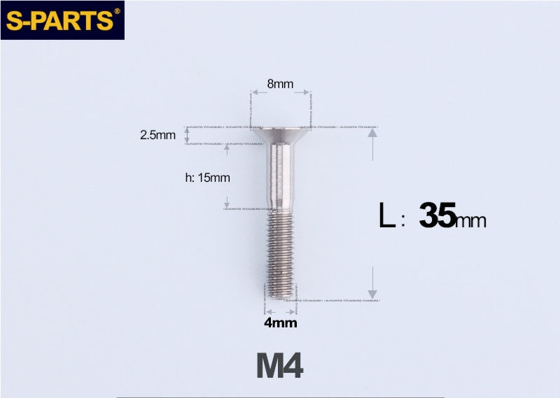 SPARTS M4x10-50mm Countersunk Titanium Alloy Bolt – Flat Head Fastening Screw for Motorcycle & Bicycle