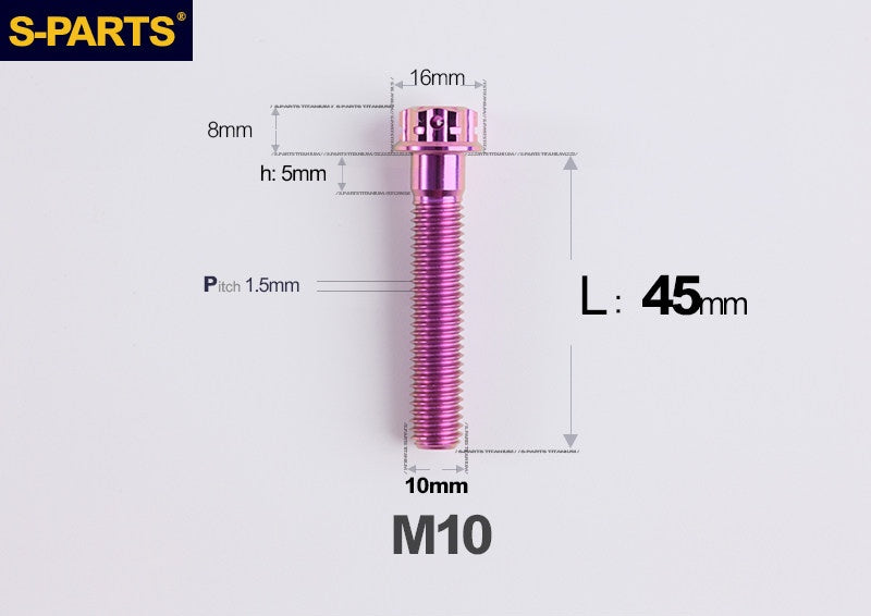 SPARTS M10 P1.5 A3 Series Titanium Bolt – Standard Head – 650°C Forged – S-Grade TC4 for E-Bikes, Motorcycles & Bicycles