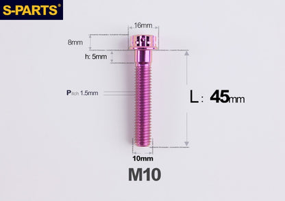 SPARTS M10 P1.5 A3 Series Titanium Bolt – Standard Head – 650°C Forged – S-Grade TC4 for E-Bikes, Motorcycles & Bicycles