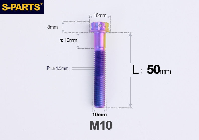 SPARTS M10 P1.5 A3 Series Titanium Bolt – Standard Head – 650°C Forged – S-Grade TC4 for E-Bikes, Motorcycles & Bicycles