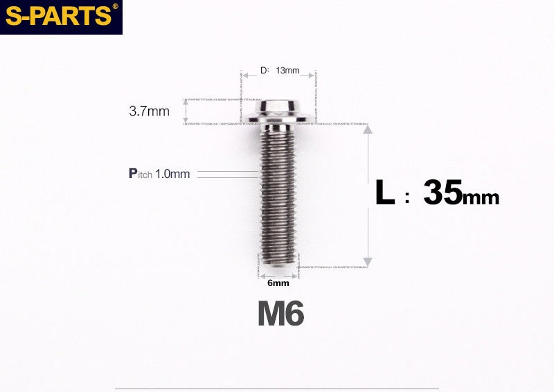 SPARTS A3 Button Head M6 D13 Titanium Bolt for Motorcycle & Bicycle Modification