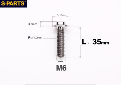 SPARTS A3 Button Head M6 D13 Titanium Bolt for Motorcycle & Bicycle Modification
