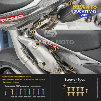 S-PARTS Titanium  Fastener Kit  Bodywork/Subframe and Exhaust for Ducati Panigale V4 S 2025