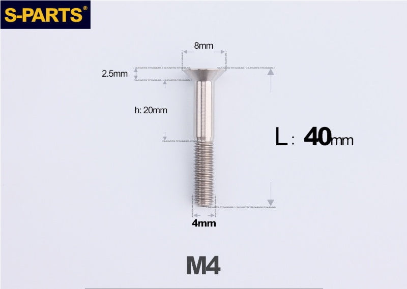 SPARTS M4x10-50mm Countersunk Titanium Alloy Bolt – Flat Head Fastening Screw for Motorcycle & Bicycle