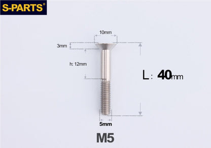 SPARTS M5 Countersunk Titanium Bolt | TC4 Flat Head Motorcycle Fastener