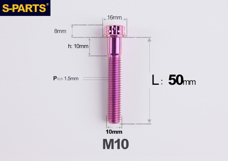 SPARTS M10 P1.5 A3 Series Titanium Bolt – Standard Head – 650°C Forged – S-Grade TC4 for E-Bikes, Motorcycles & Bicycles