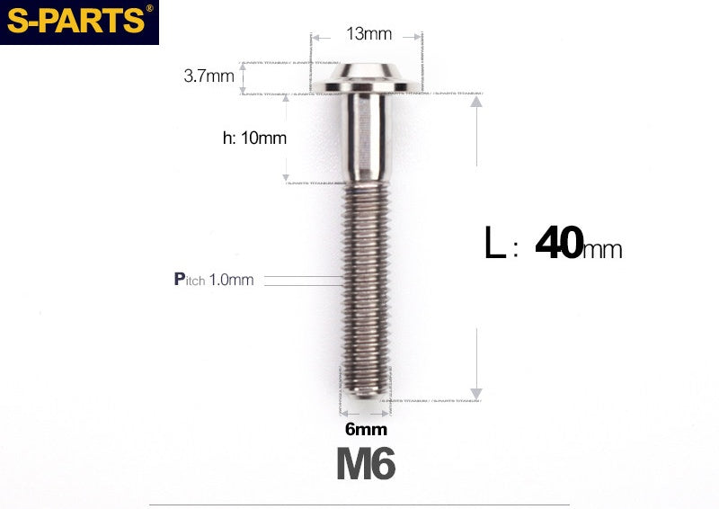 SPARTS A3 Button Head M6 D13 Titanium Bolt for Motorcycle & Bicycle Modification