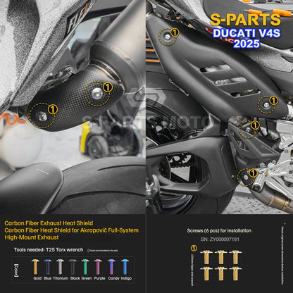 S-PARTS Titanium  Fastener Kit  Bodywork/Subframe and Exhaust for Ducati Panigale V4 S 2025