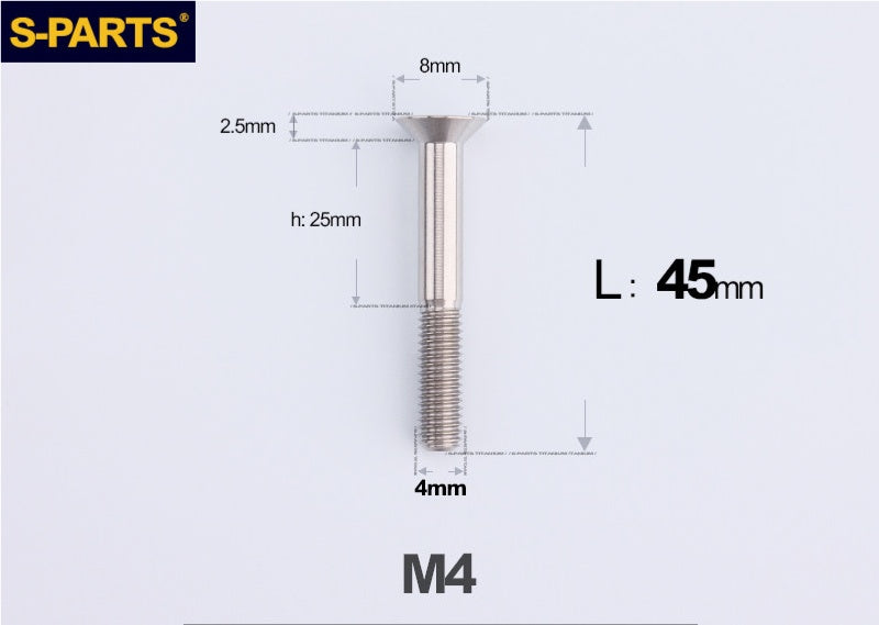 SPARTS M4x10-50mm Countersunk Titanium Alloy Bolt – Flat Head Fastening Screw for Motorcycle & Bicycle
