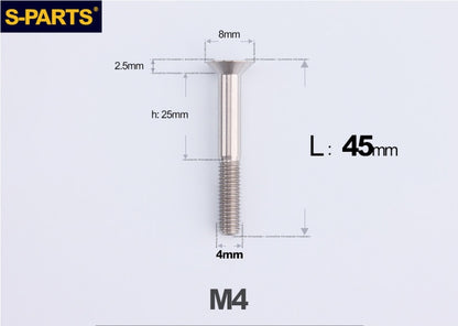 SPARTS M4x10-50mm Countersunk Titanium Alloy Bolt – Flat Head Fastening Screw for Motorcycle & Bicycle