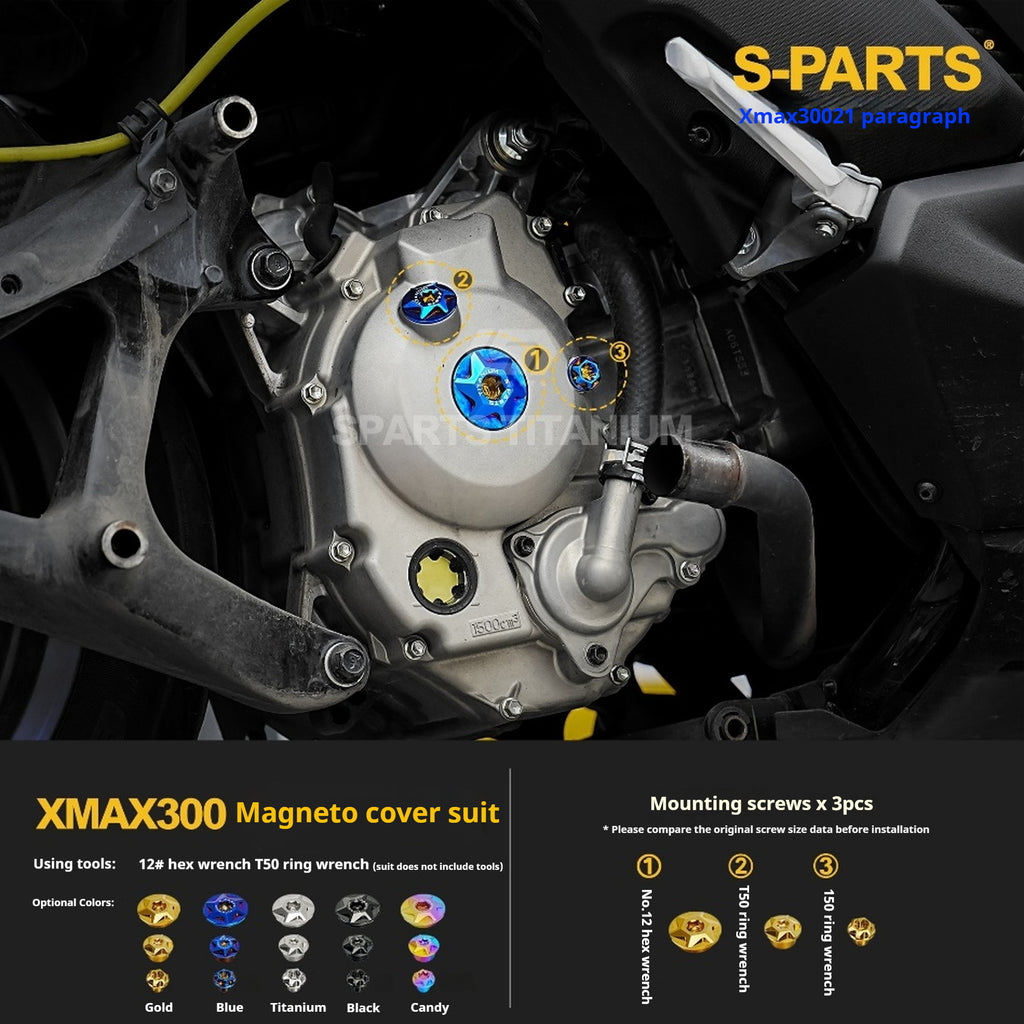 SPARTS Titanium Bolt Set for 2023 XMAX300 – Yamaha Motorcycle Custom Upgrade– Custom Candy Color - 1/2