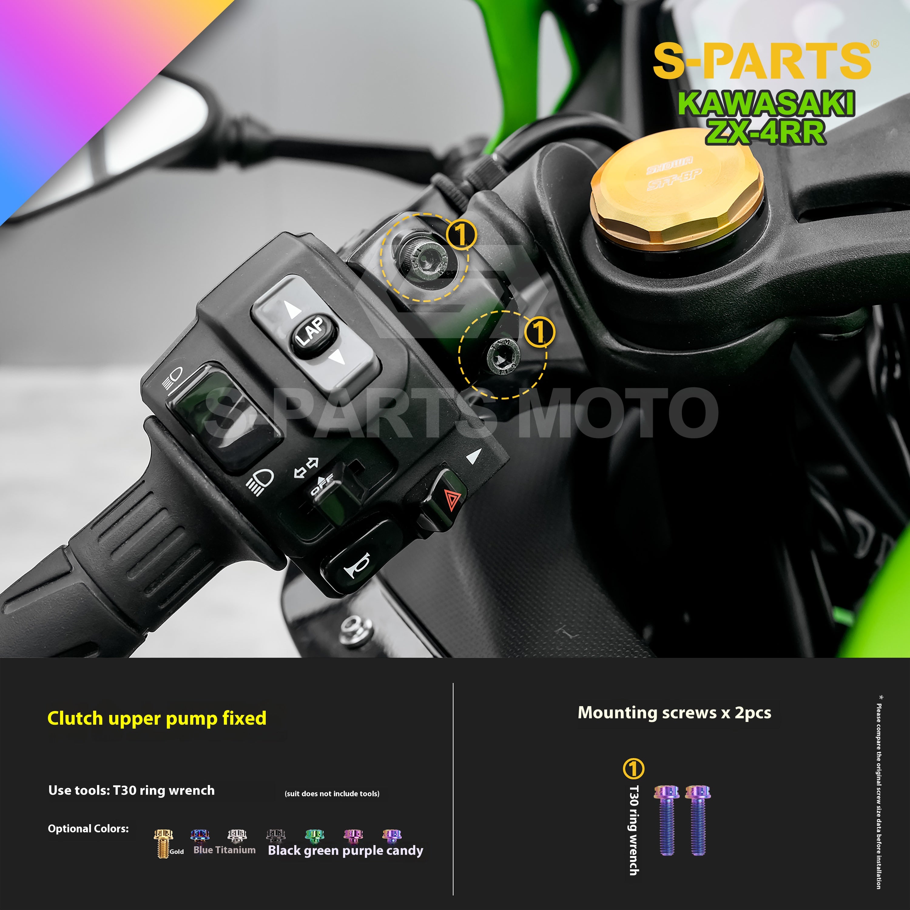 SPARTS Titanium Bolt Kit for Kawasaki ZX-4RR 2023 – Custom Candy Color & CNC Titanium Upgrade Kit- 1/2