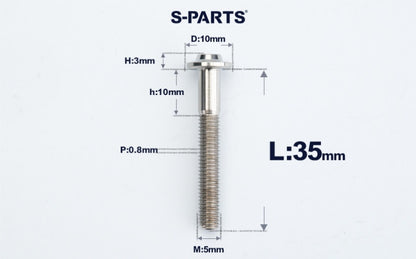SPARTS A3 Countersunk Head M5 D10 Titanium Bolt TC4 Motorcycle & E-Bike Custom Fastener