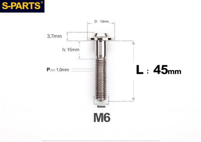 SPARTS A3 Button Head M6 D13 Titanium Bolt for Motorcycle & Bicycle Modification