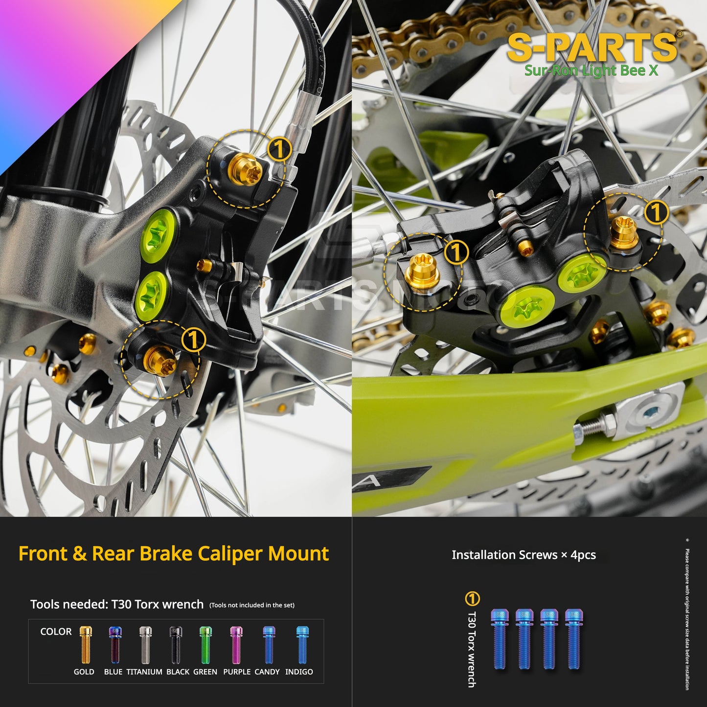 S-PARTS TC4 Titanium Full Bolt Kit for Sur-Ron Light Bee X (2025 Model)