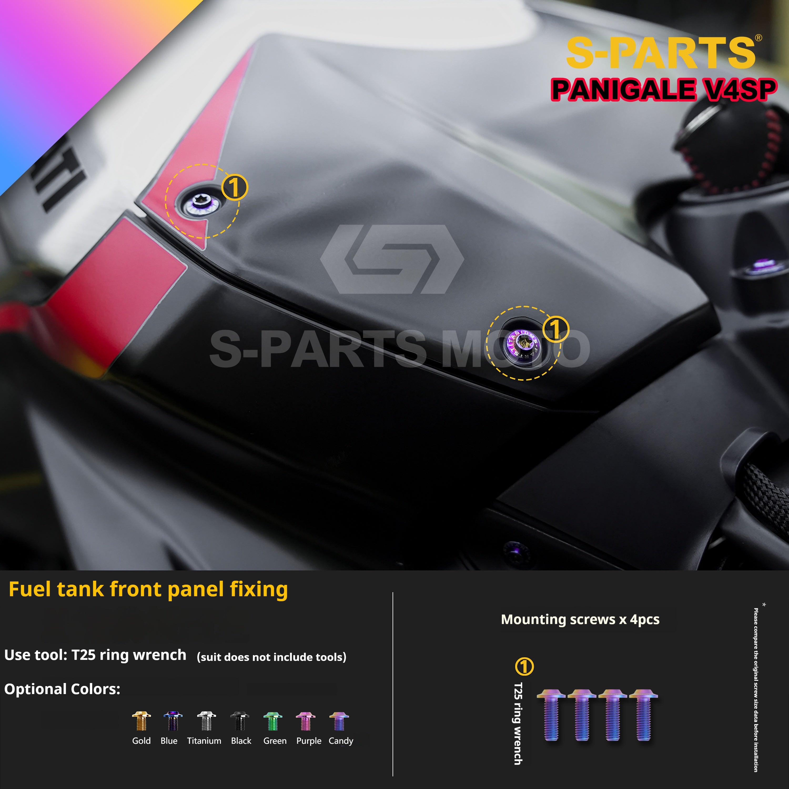 SPARTS Ducati Panigale V4SP Motorcycle TC4 Titanium Alloy Bolt Kit – Candy Color Edition