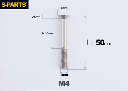 SPARTS M4x10-50mm Countersunk Titanium Alloy Bolt – Flat Head Fastening Screw for Motorcycle & Bicycle