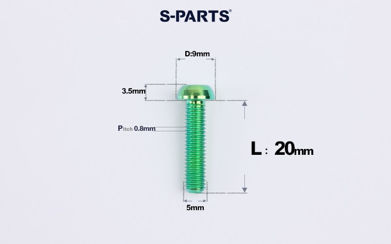 SPARTS M5 Titanium Bolt A2 Dome Head | Ultra-Light TC4 Bike Brake Caliper Bolt