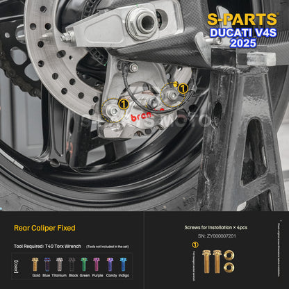 S-PARTS Titanium Brake/Wheel and Suspension Fastener Kit for Ducati Panigale V4S 2025