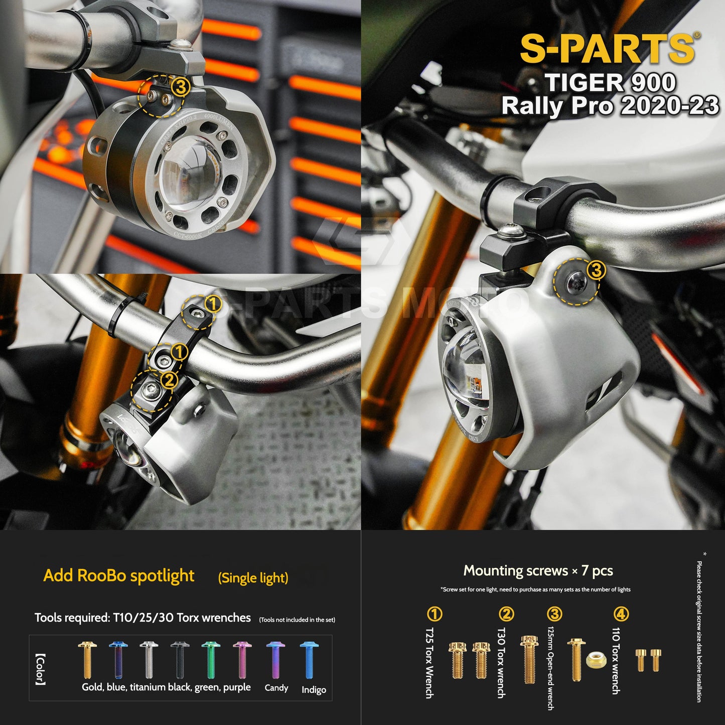 SPARTS Triumph Tiger 900 Rally Pro (2020–2023) Motorcycle Modified Titanium Alloy Bolts