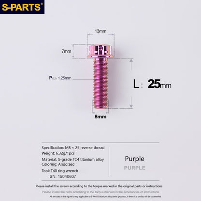 SPARTS Titanium MirrorMotorcycle Rearview Mirror Bolts· M8/M10