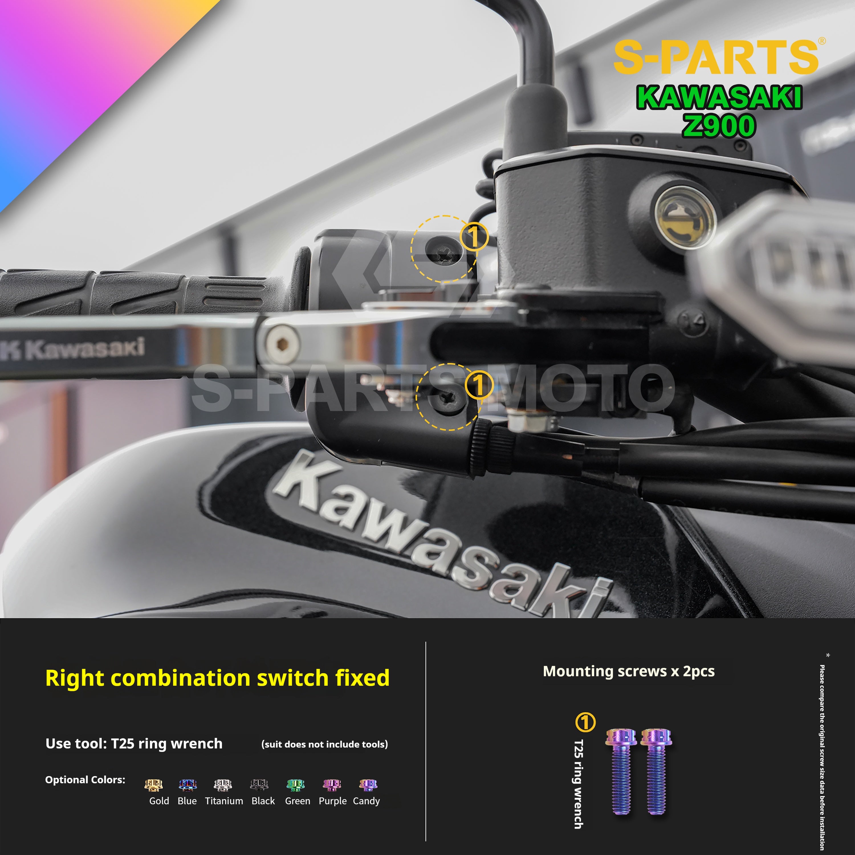 SPARTS TC4 Titanium Bolt Kit for Kawasaki Z900 2021 | Motorcycle Titanium Bolt Upgrade