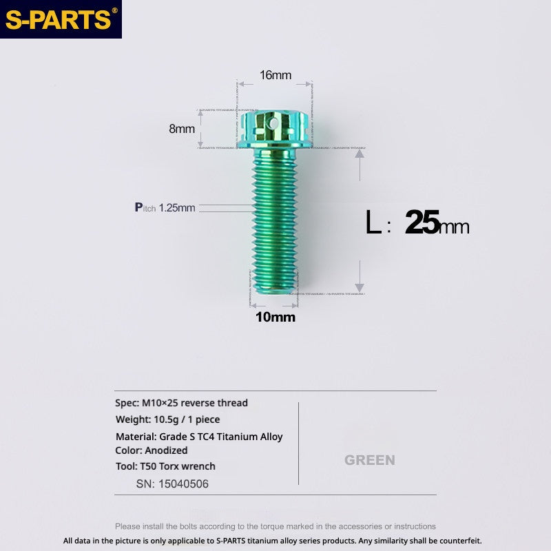S-PARTS TC4 Titanium Mirror Plug Bolt M8 M10 RH/LH for Motorcycle