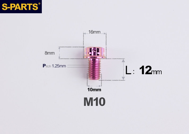 SPARTS M10 P1.25 A3 Series Standard Head Titanium Bolt | 650°C Forged | S-Grade TC4 | Motorcycle / E-Bike Upgrade