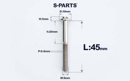 SPARTS A3 Countersunk Head M5 D10 Titanium Bolt TC4 Motorcycle & E-Bike Custom Fastener