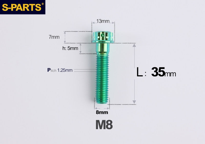 S-PARTS STAN M8 A3 Series Titanium Bolts – Standard Head TC4 Fasteners for Motorcycle & E-Motorcycle