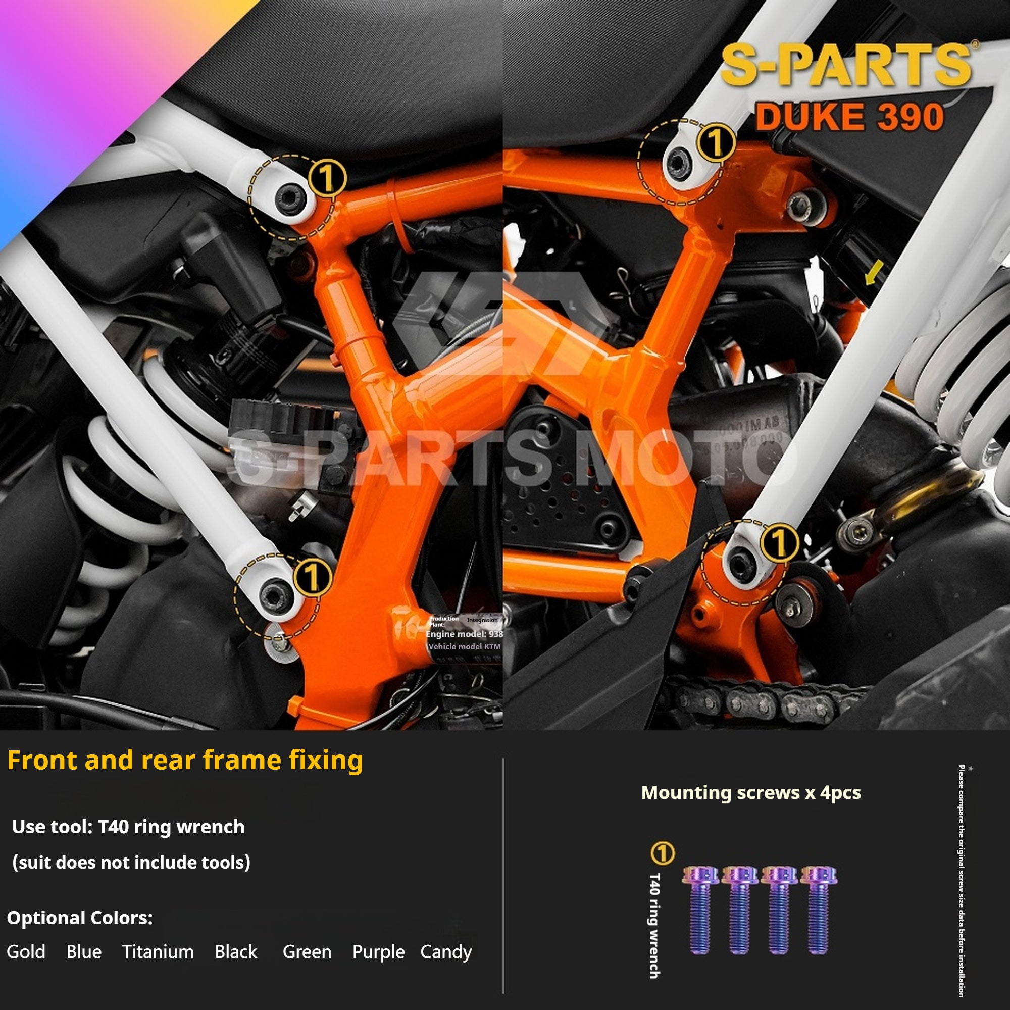 SPARTS Stan KTM DUKE 390 Dedicated · TC4 Titanium Full Motorcycle Bolt Kit
