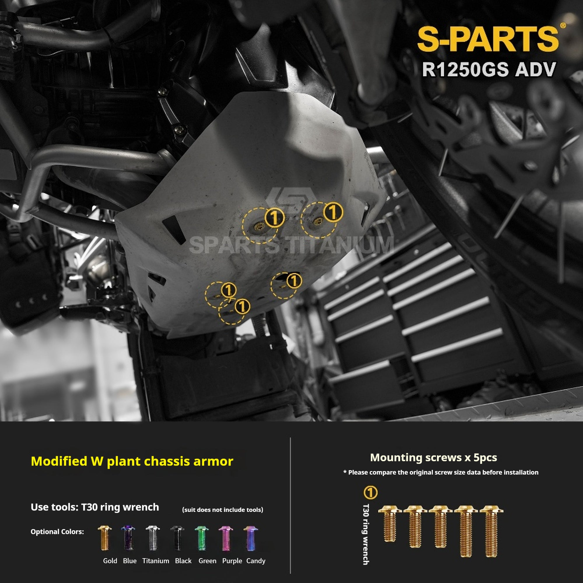 SPARTS Titanium Bolt Kit for BMW R 1250GS ADV – CNC Titanium Upgrade Kit