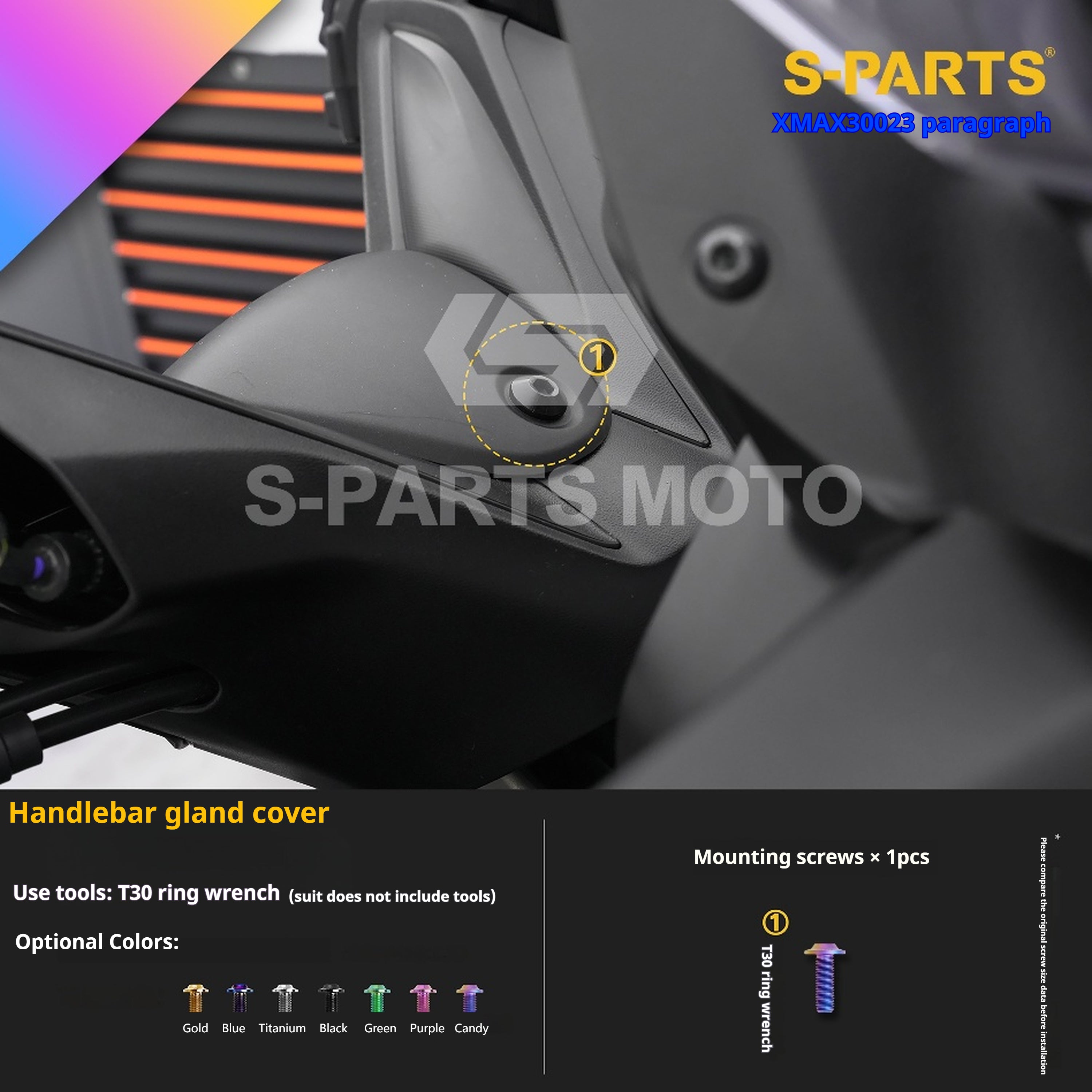 SPARTS Titanium Bolt Set for 2023 XMAX300 – Yamaha Motorcycle Custom Upgrade– Custom Candy Color - 1/2