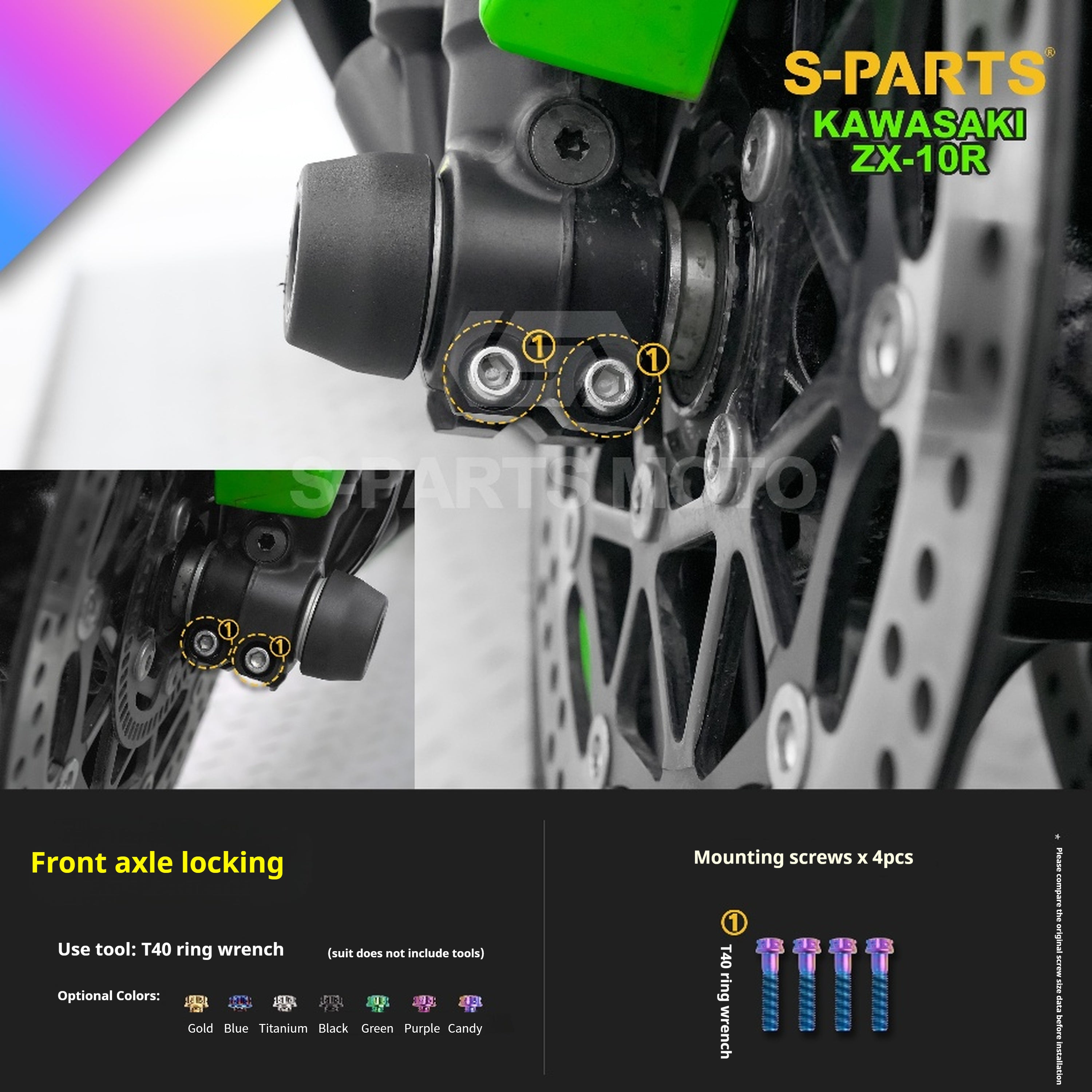 SPARTS Titanium Screw Set for Kawasaki ZX-10R 2023 – Custom Candy Color & CNC Titanium Upgrade Kit