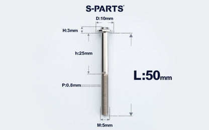 SPARTS A3 Countersunk Head M5 D10 Titanium Bolt TC4 Motorcycle & E-Bike Custom Fastener