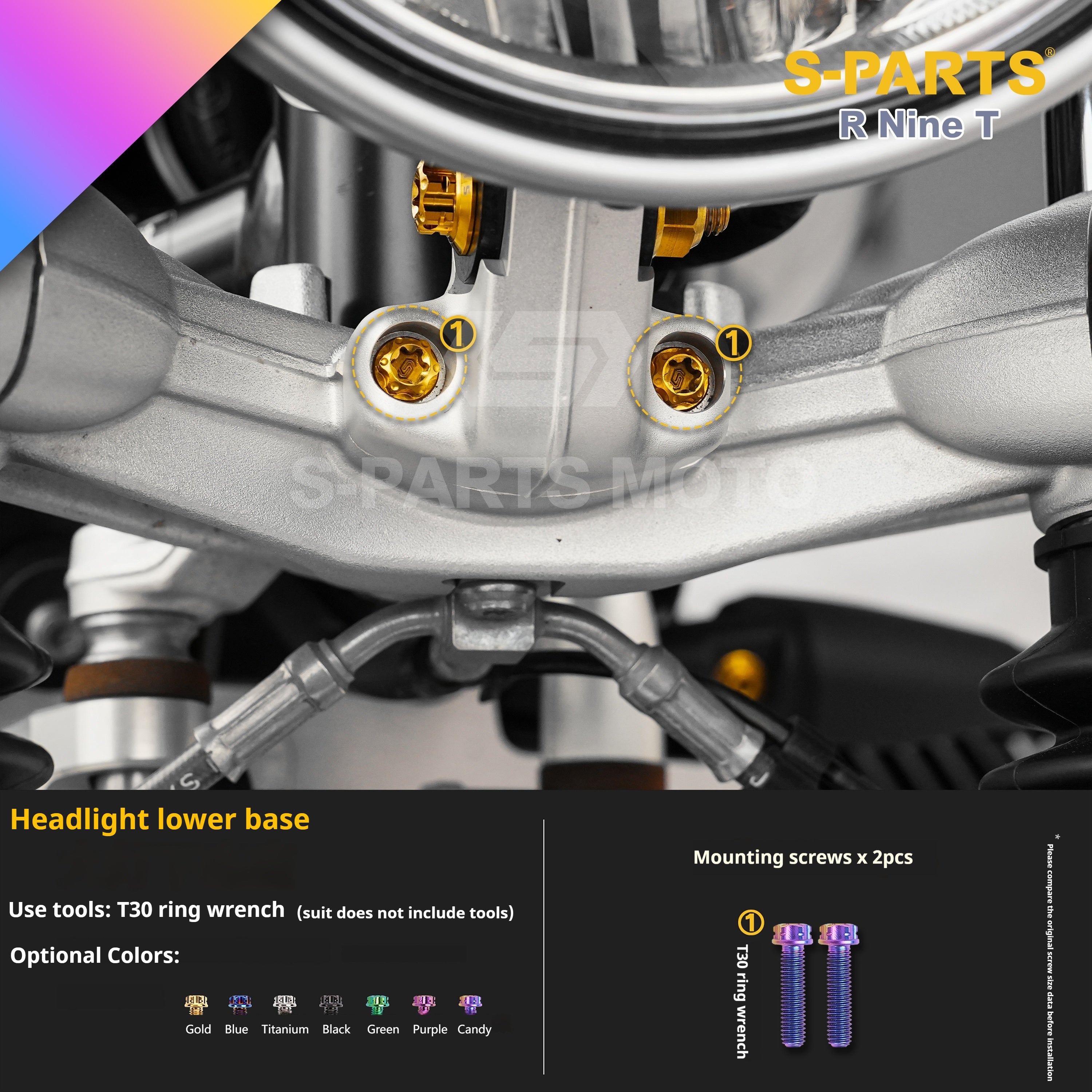 SPARTS BMW RnineT Titanium Alloy Screw Candy Color Kit for Motorcycle Modification