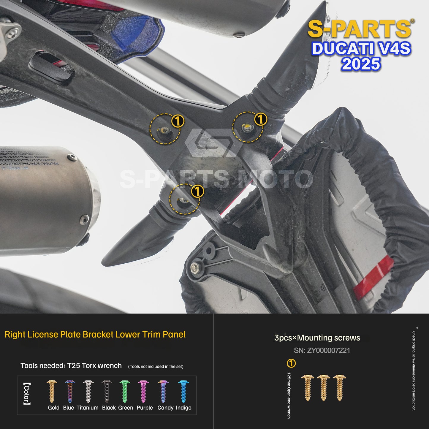 S-PARTS Titanium  Fastener Kit  Bodywork/Subframe and Exhaust for Ducati Panigale V4 S 2025