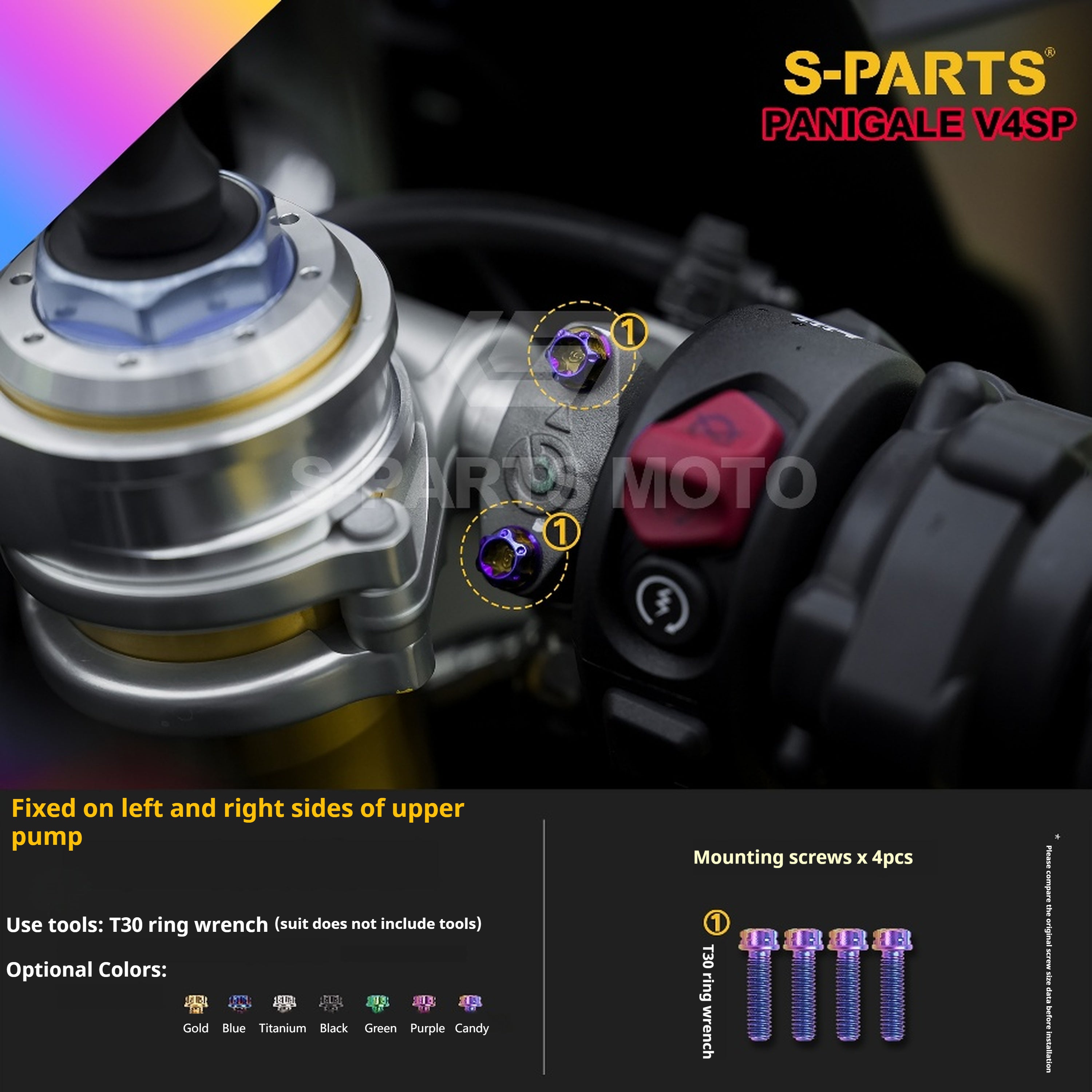 SPARTS Ducati Panigale V4SP Motorcycle TC4 Titanium Alloy Bolt Kit – Candy Color Edition