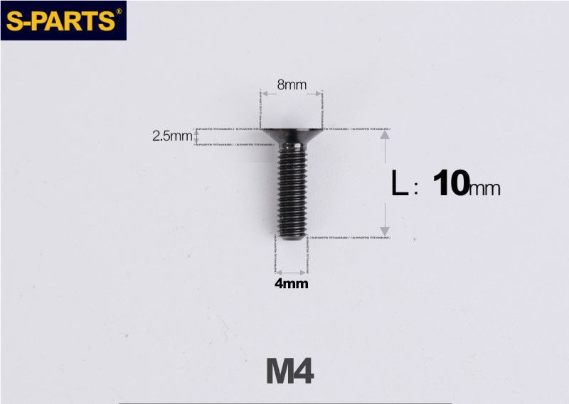 SPARTS M4x10-50mm Countersunk Titanium Alloy Bolt – Flat Head Fastening Screw for Motorcycle & Bicycle