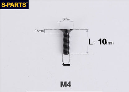 SPARTS M4x10-50mm Countersunk Titanium Alloy Bolt – Flat Head Fastening Screw for Motorcycle & Bicycle